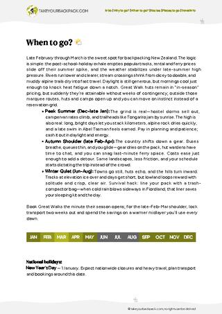 example page 1 from our offline Travel Guide for New Zealand